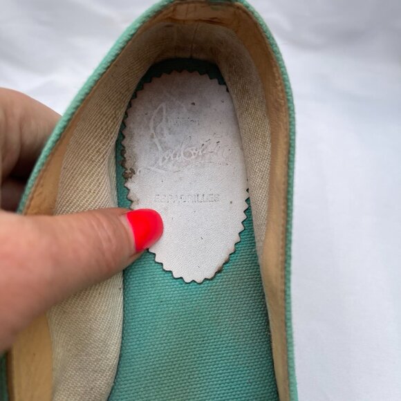 Christian Louboutin crest logo Turquoise Nanou Orlato Espadrille flats - Picture 10 of 14